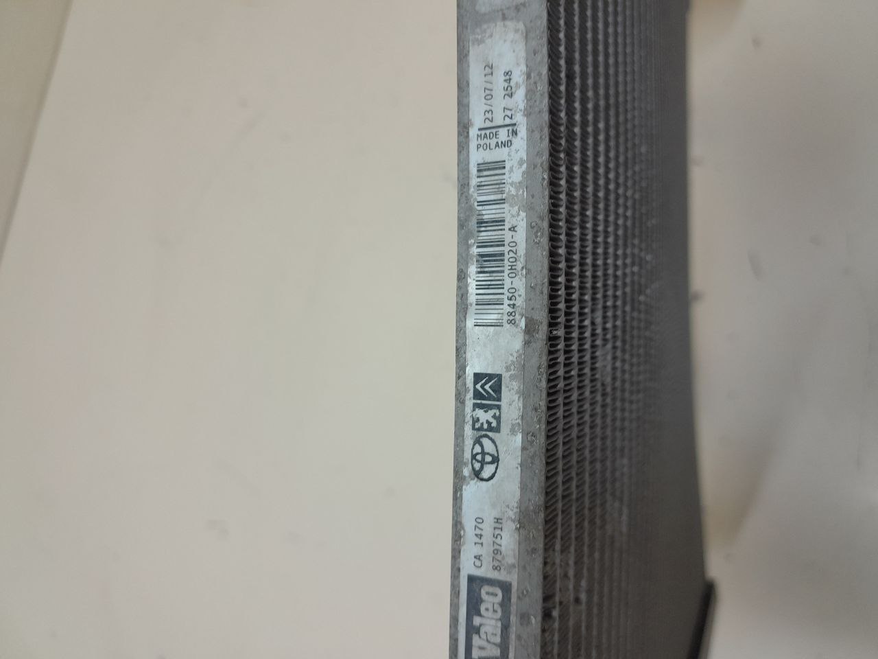 Радиатор кондиционера (конденсер) Peugeot 107 2006-2014